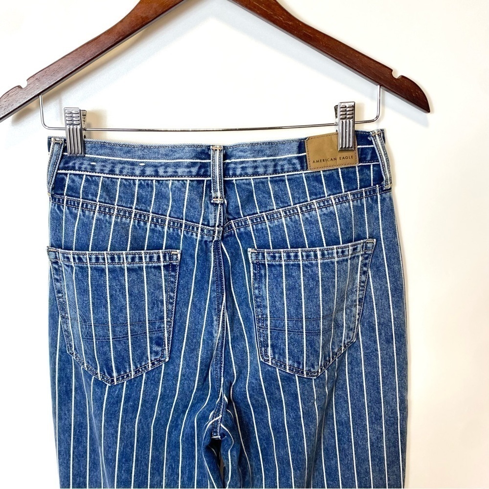 American Eagle Mom Jeans Womens 2 Reg Blue White Stripe - Picture 8 of 11